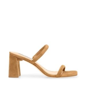 Steve Madden Lilah Block Heel Sandals Tan Nubuck